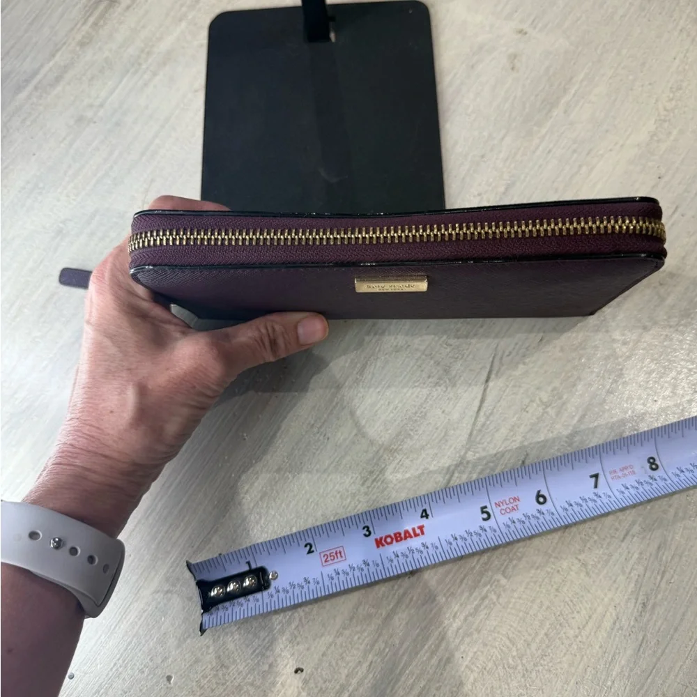kate spade Plum Zip-Around Saffiano Wallet with Gold Hardware-NWOT